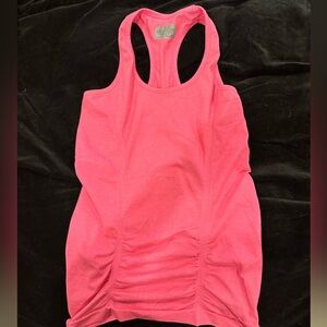 Athlete seamless front scrunch, racerback tank, hot pink, XS